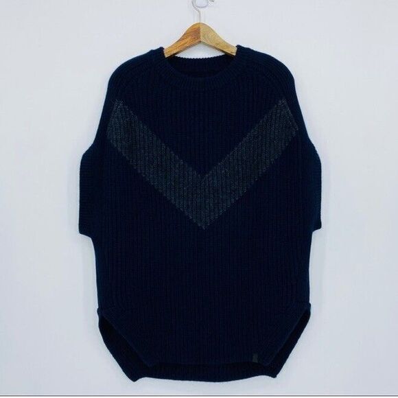 Kit & Ace Follen Cashmere Chunky Knit Oversized Sweater Tunic Top Lux Navy S/M - Picture 2 of 12